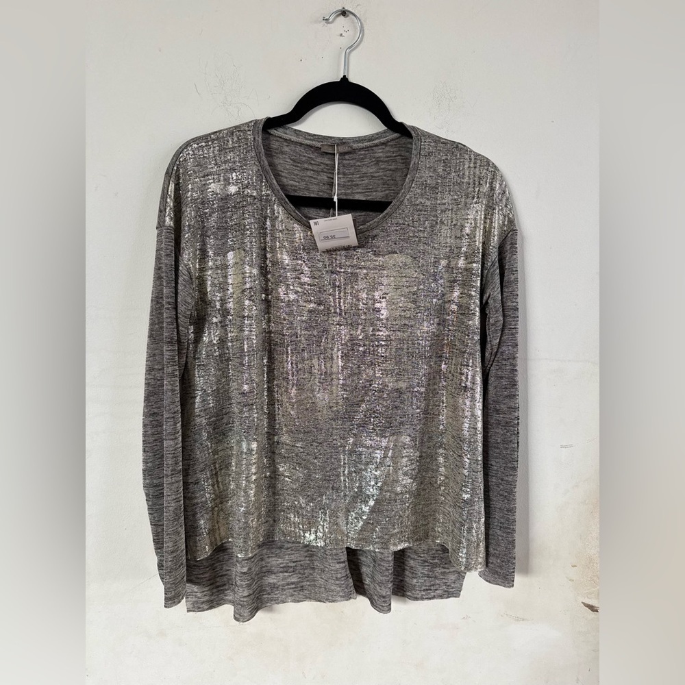 Zara NWT Metallic Silver Top ZW Collection Holiday party size S